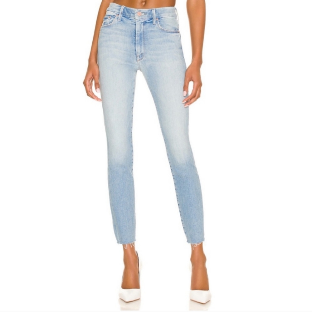 MOTHER Denim high waisted looker ankle fray jeans 27 in au revoir